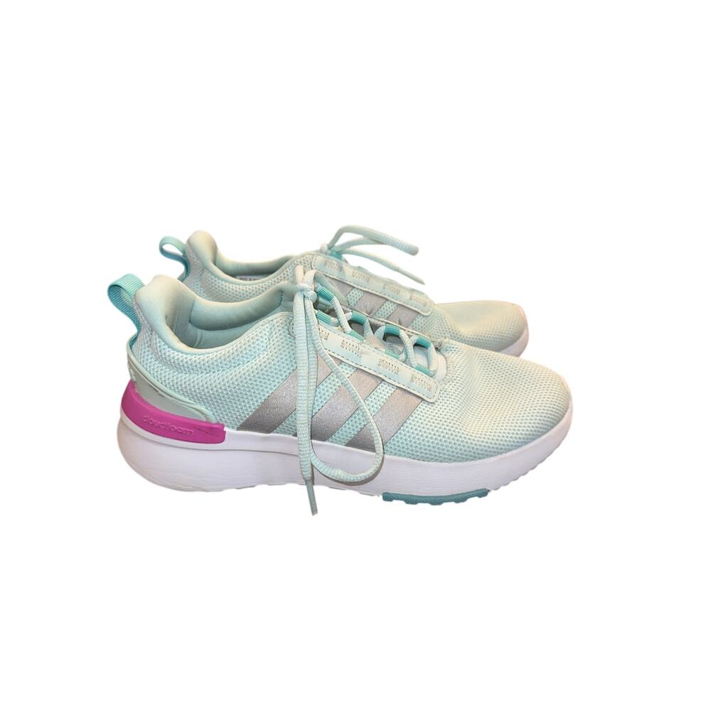 ⭐️ Girls Adidas Racer TR21 Mint Green and Pink Athletic Shoes. Size 4.5